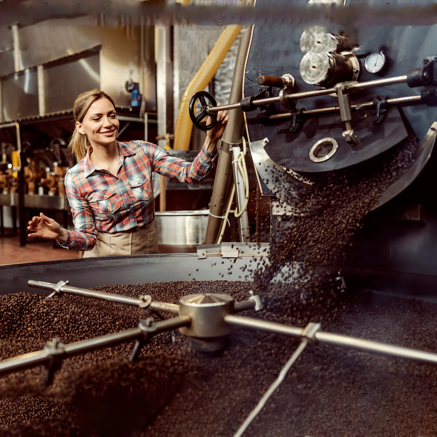 Casa d'Oro coffee being roasted fresh in small batches