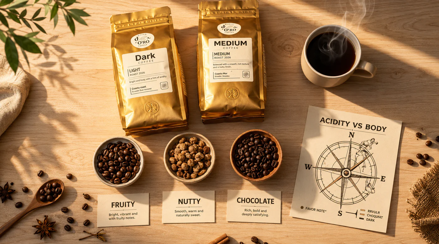 A golden cup of Casa d'Oro coffee